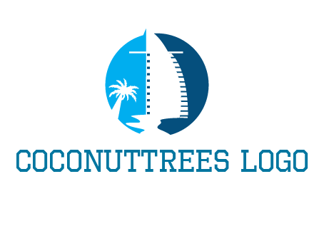 sailing boat and tree in circle logo