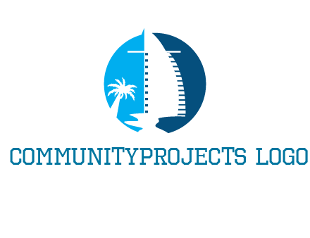 sailing boat and tree in circle logo