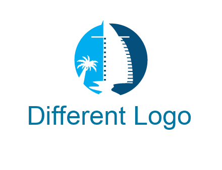 sailing boat and tree in circle logo