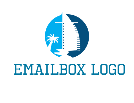 sailing boat and tree in circle logo
