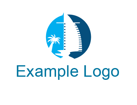 sailing boat and tree in circle logo