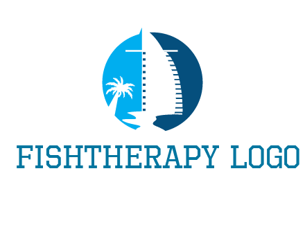 sailing boat and tree in circle logo