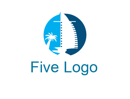 sailing boat and tree in circle logo