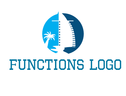 sailing boat and tree in circle logo