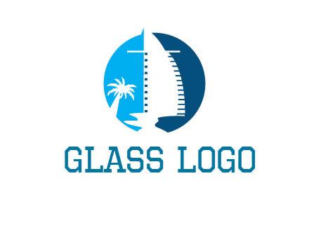 sailing boat and tree in circle logo