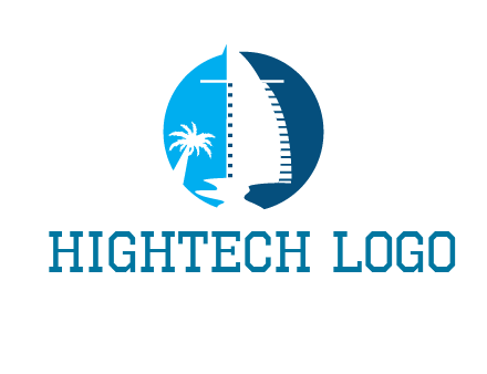 sailing boat and tree in circle logo