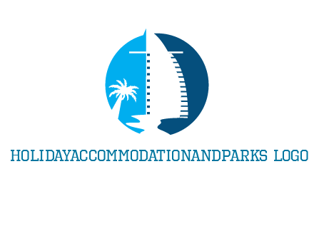 sailing boat and tree in circle logo