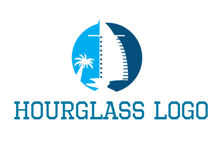 sailing boat and tree in circle logo