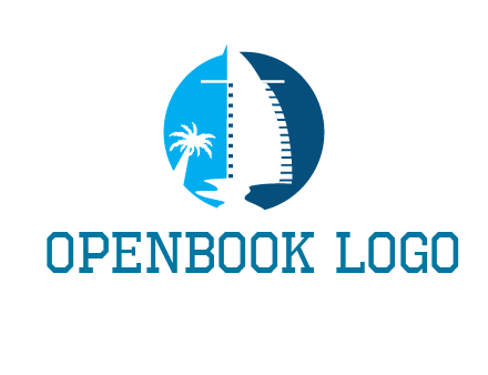 sailing boat and tree in circle logo