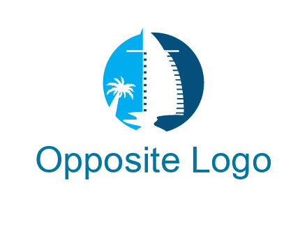 sailing boat and tree in circle logo