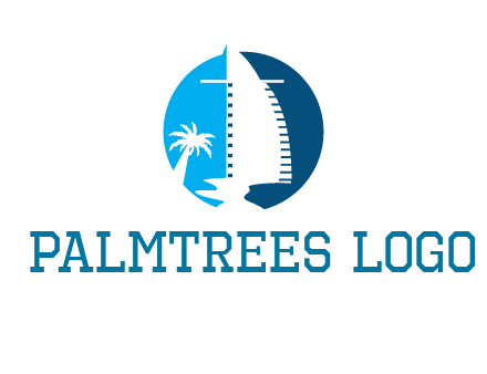 sailing boat and tree in circle logo