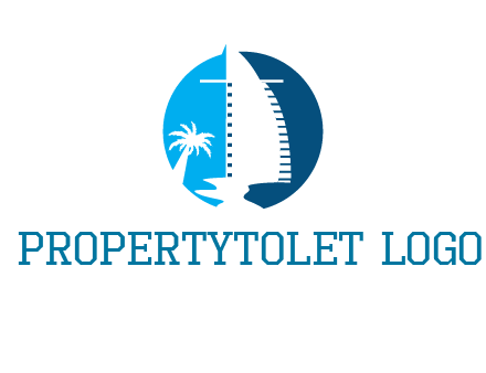sailing boat and tree in circle logo