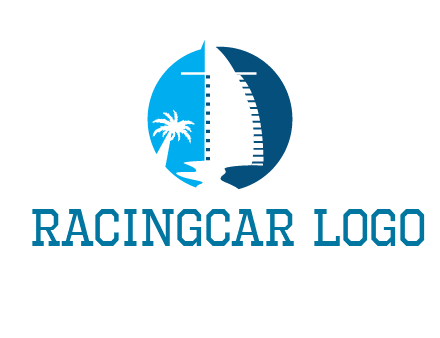sailing boat and tree in circle logo