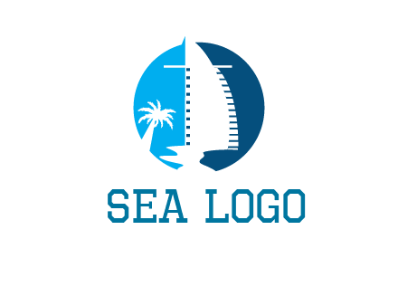 sailing boat and tree in circle logo