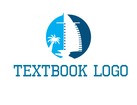 sailing boat and tree in circle logo