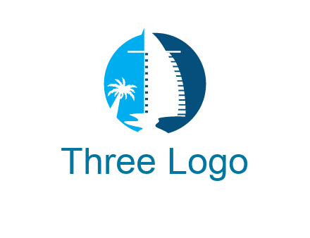 sailing boat and tree in circle logo