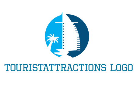 sailing boat and tree in circle logo
