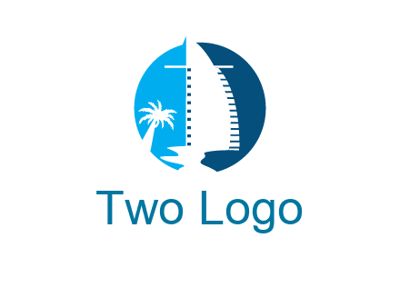 sailing boat and tree in circle logo