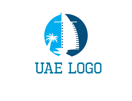 sailing boat and tree in circle logo