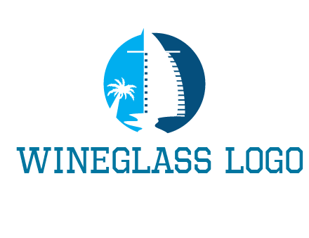 sailing boat and tree in circle logo