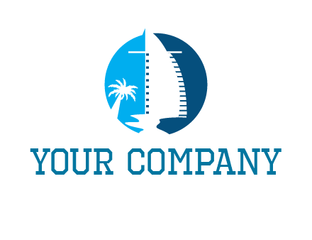 sailing boat and tree in circle logo