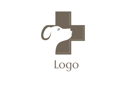 negative space dog face on medical cross logo