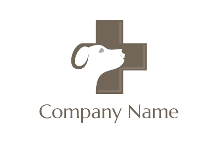negative space dog face on medical cross logo