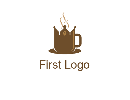 Coffee cup with crown vector