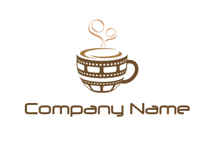 creative film reel coffee mug logo