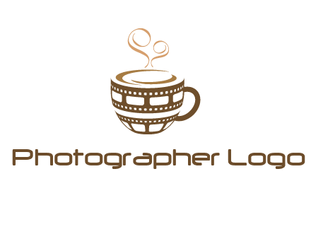 creative film reel coffee mug logo