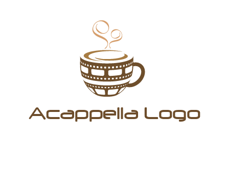 creative film reel coffee mug logo