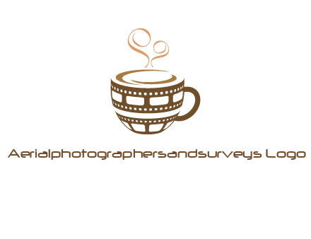 creative film reel coffee mug logo