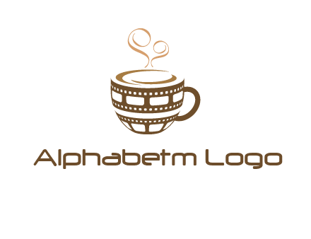 creative film reel coffee mug logo