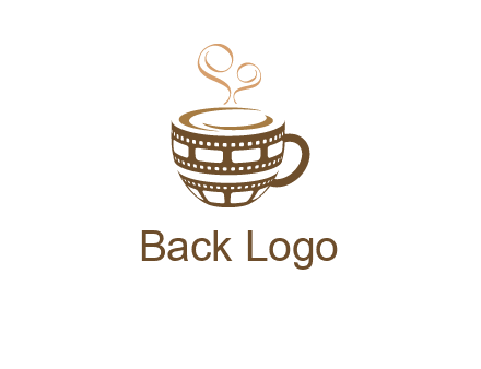 creative film reel coffee mug logo