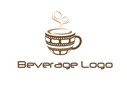 creative film reel coffee mug logo