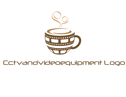 creative film reel coffee mug logo