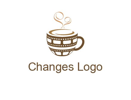 creative film reel coffee mug logo