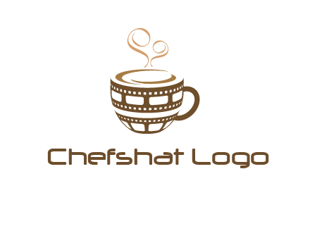 creative film reel coffee mug logo