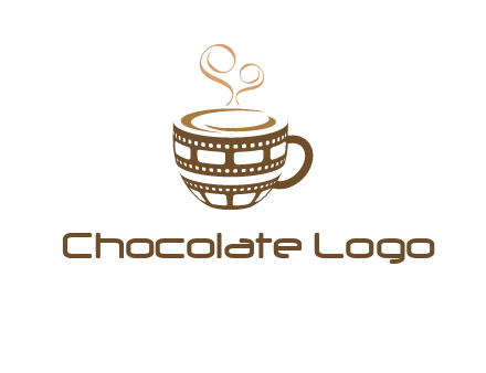 creative film reel coffee mug logo