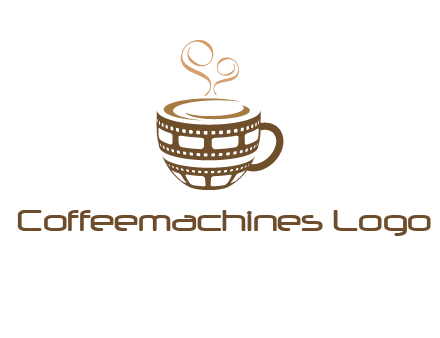 creative film reel coffee mug logo