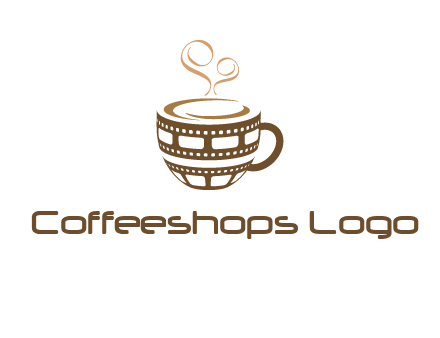 creative film reel coffee mug logo