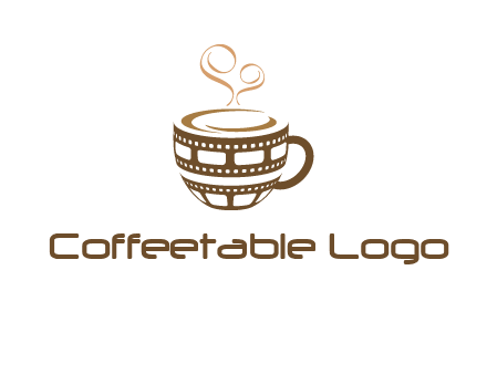 creative film reel coffee mug logo