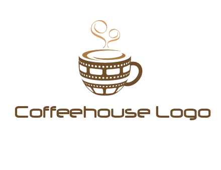 creative film reel coffee mug logo