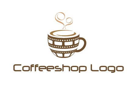 creative film reel coffee mug logo