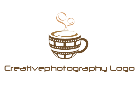 creative film reel coffee mug logo