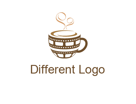 creative film reel coffee mug logo