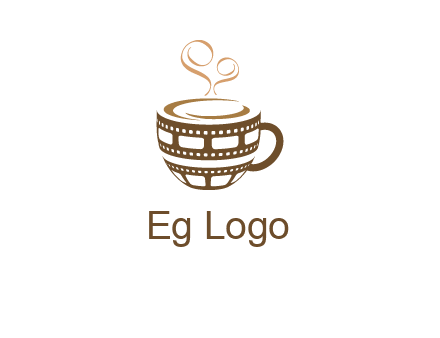 creative film reel coffee mug logo