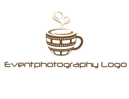 creative film reel coffee mug logo