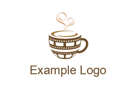 creative film reel coffee mug logo