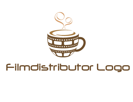creative film reel coffee mug logo